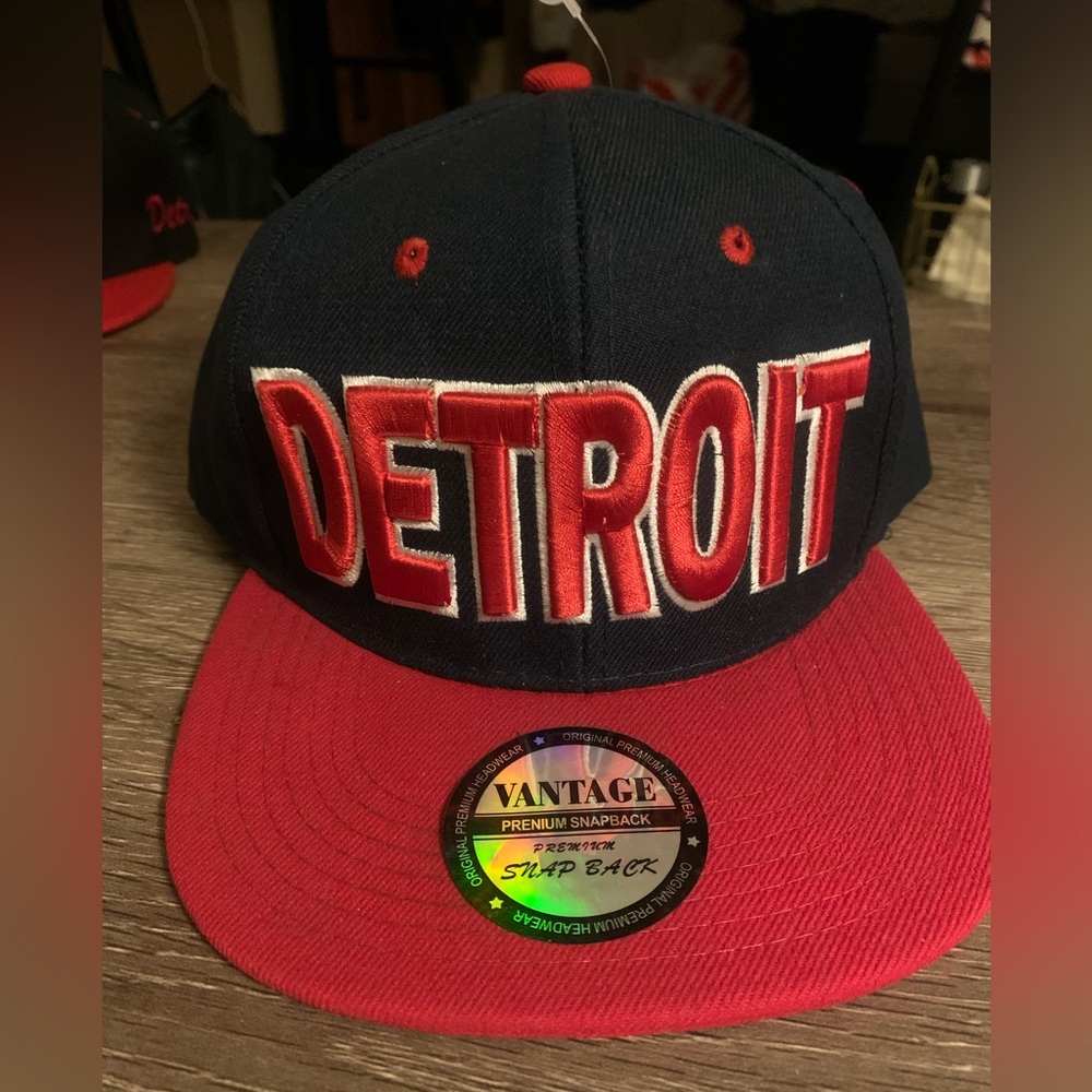 Detroit Snapback Hat Navy & Red